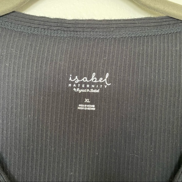 Maternity Elbow Sleeve V-Neck Henley Top - Maternity Ingrid & Isabel Black XL - Picture 5 of 6